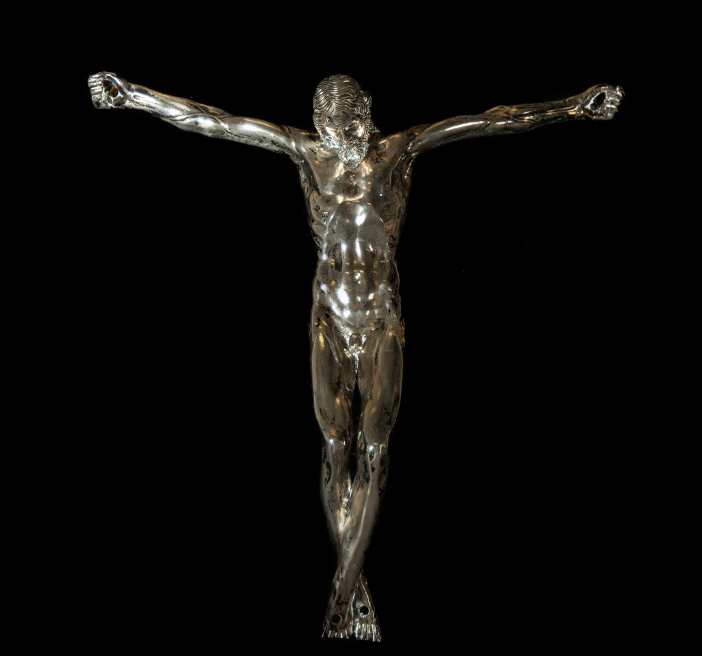 Fig. 27: A silver crucifix after a model by Michelangelo, circle or atelier of Andres de Campo Guevara, ca. mid-17th century (art market; Templum Fine Arts)